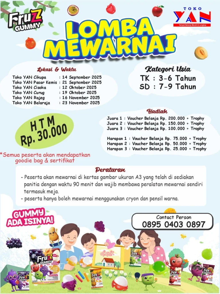 Ikuti Lomba Mewarnai Anak Fruzz Gummy di Toko Yan Cisoka, Hadiah Voucher Hingga Rp200.000! 1 Lomba Wewarnai Anak